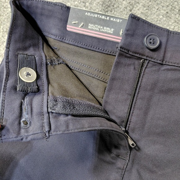 Nautica Navy Blue Girls School Uniform Shorts Size 7 Bermuda Skinny Adjustable - Picture 3 of 13